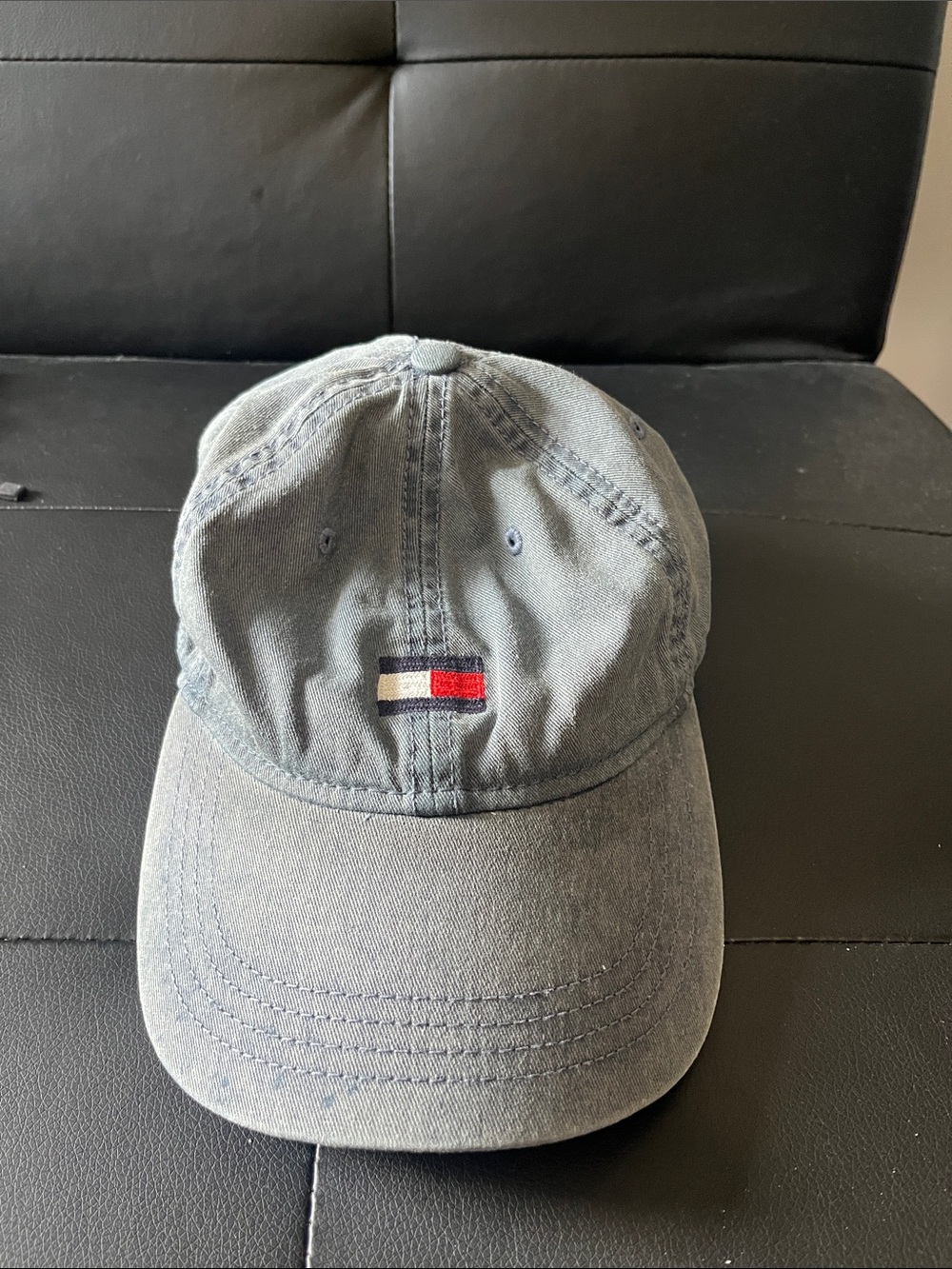 Tommy Hilfiger Washed Gray Baseball Cap with Red, White & Blue Accent